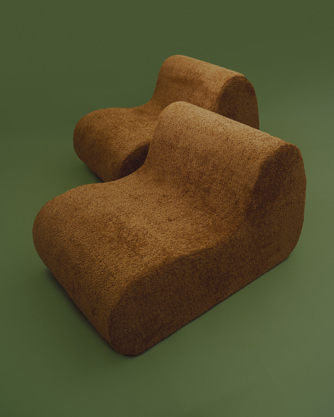 Italian-Mid-Century Modern Lounge Chairs in Ochre Boucle