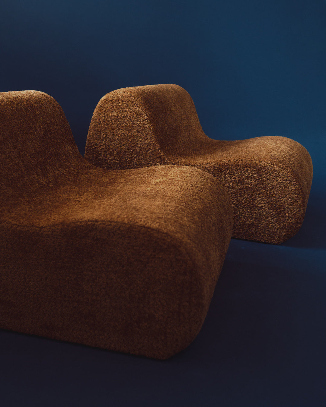 Italian-Mid-Century Modern Lounge Chairs in Ochre Boucle